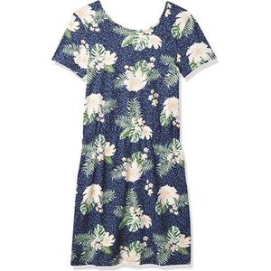 NWT ROXY GIRL THE CLOUDS SHORT SLEEVE DRESS BLUE FLORAL PRINT‎ DRESS 4 & 6